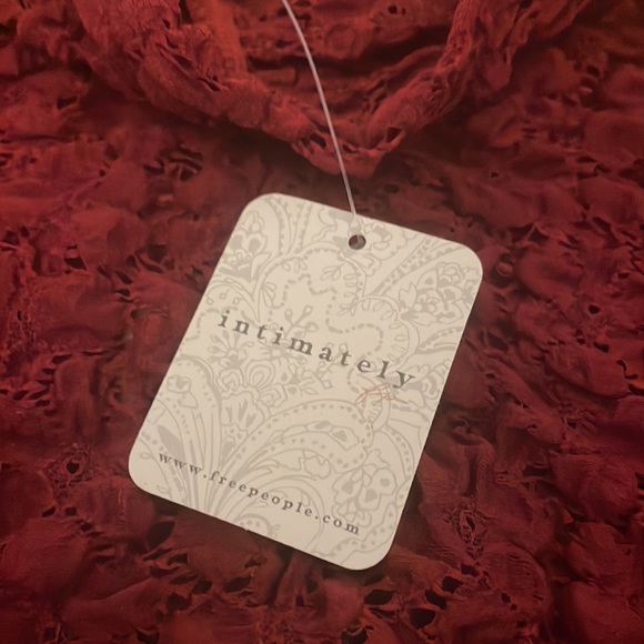 Free People Day and Night Wine Red Sheer Lace Long Sleeve Bodysuit - Picture 6 of 8